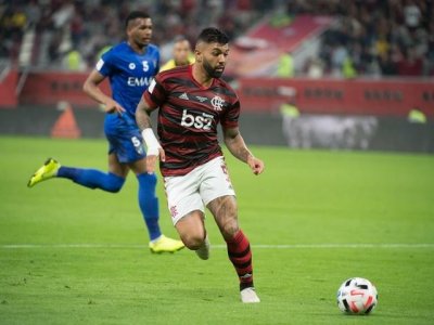 Jogador Gabriel Barbosa durante jogo contra o Al Hilal (Foto: Alexandre Vidal / Flamengo)