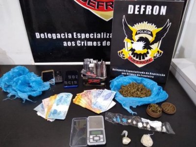 Droga, dinheiro e celulares apreendidos por agentes da Defron (Foto: Divulgao)