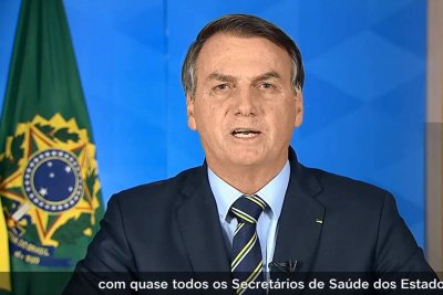Em pronunciamento nesta tera (24), Bolsonaro defendeu o fim do isolamento e a reabertura de escolas