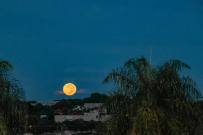 Vista do amanhecer na Avenida Salgado Filho com a Ernesto Geisel, em Campo Grande. (Foto: Henrique Kawaminami)