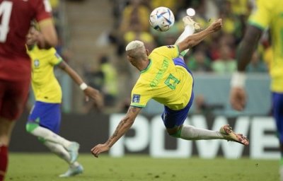 Richarlison marcou os dois gols do Brasil no primeiro jogo - Foto: Lucas Figueiredo/CBF