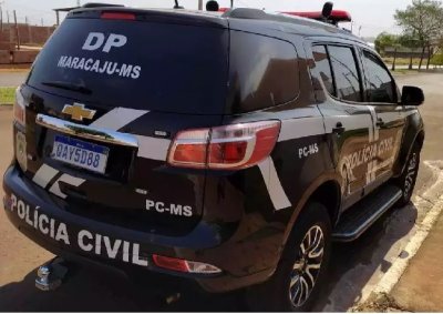 Viatura da Polcia Civil de Maracaju que efetuou a priso do Pai de Santo. (Foto: Divulgao | PCMS)