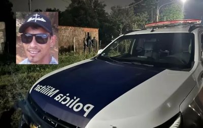 Policiais em frente ao local onde ocorreu homicdio. (Foto: Jardim MS News)