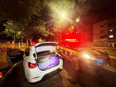 Carro parado na Presidente Vargas aps bater em canteiro central (Foto: Divulgao)