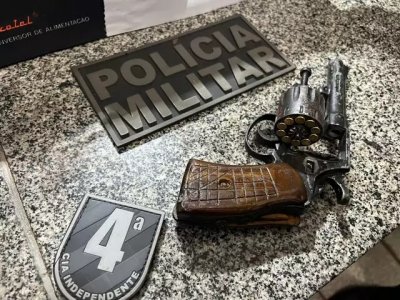 Arma utilizada por criminoso foi apreendida. (Foto: Divulgao | PMMS)