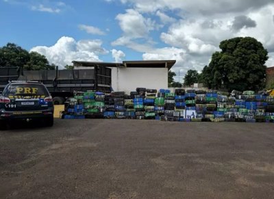 Carga apreendida em abril do ano passado pela PRF. (Foto: Divulga��o)