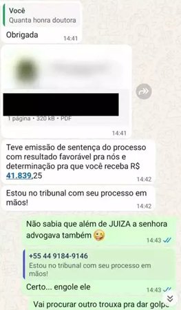 Mensagens enviadas em tentativa de golpe. (Foto: BNC Not�cias)